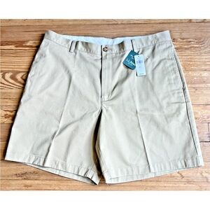 LL Bean Mens Dark Khaki Wrinkle Free Cotton Chino Shorts 8” size 38 NWT